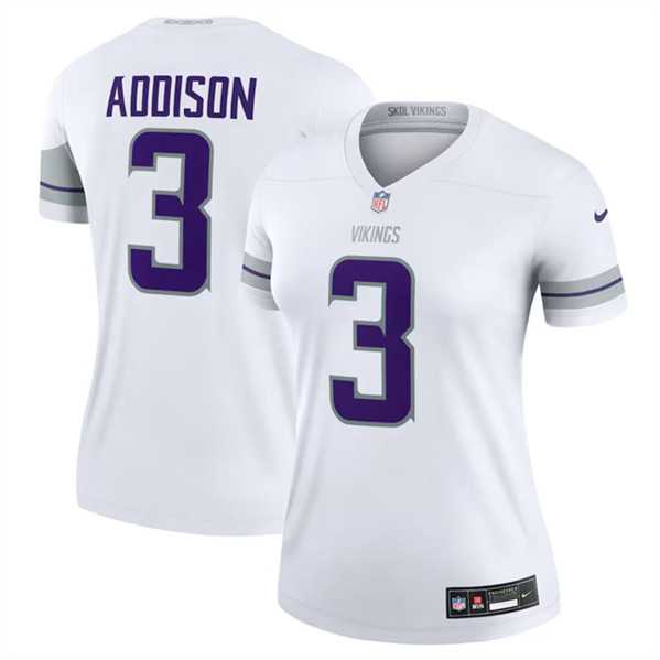 Women%27s Minnesota Vikings #3 Jordan Addison White Winter Warrior Limited Football Stitched Jersey Dzhi->women nfl jersey->Women Jersey
